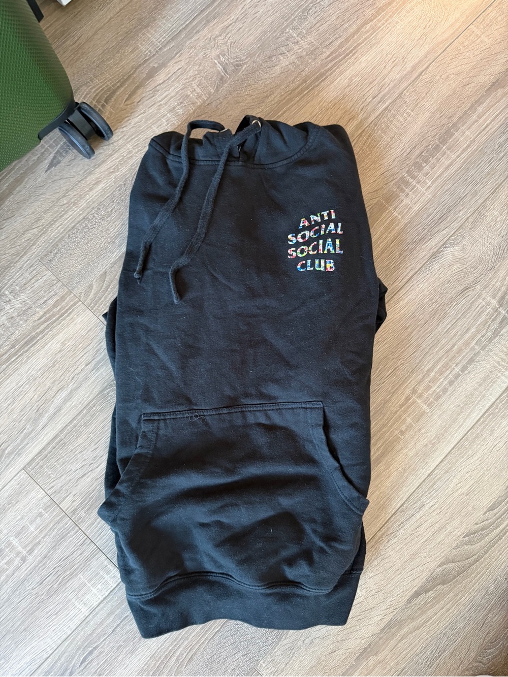 Anti Social Social Club Black Hoodie with Multicolor Flag Lettering - Picture 2 of 2